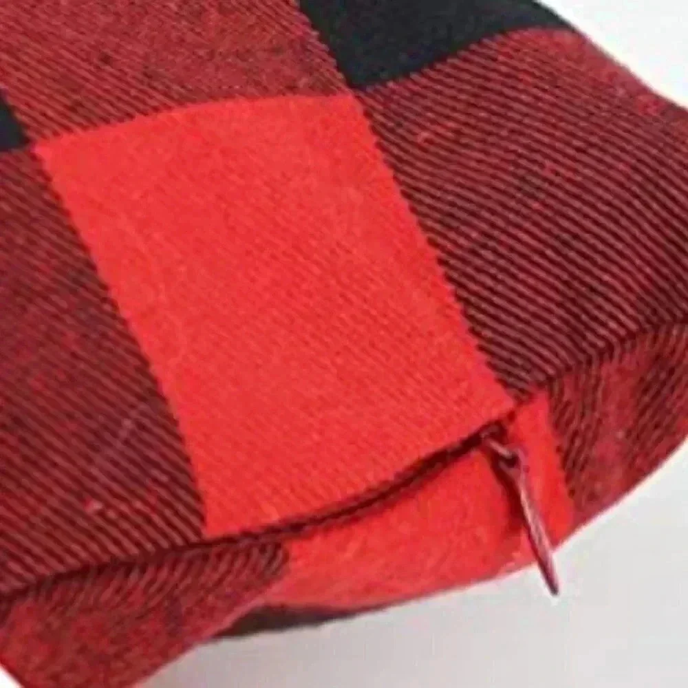 Red and Black Buffalo Check Plaid Throw Pillow Cover